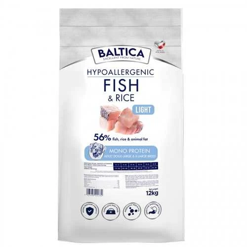 BALTICA Nutraceutic Hypoallergenic Light L/XL žuvis with ryžiai – sausas Maistas šunims – 12kg