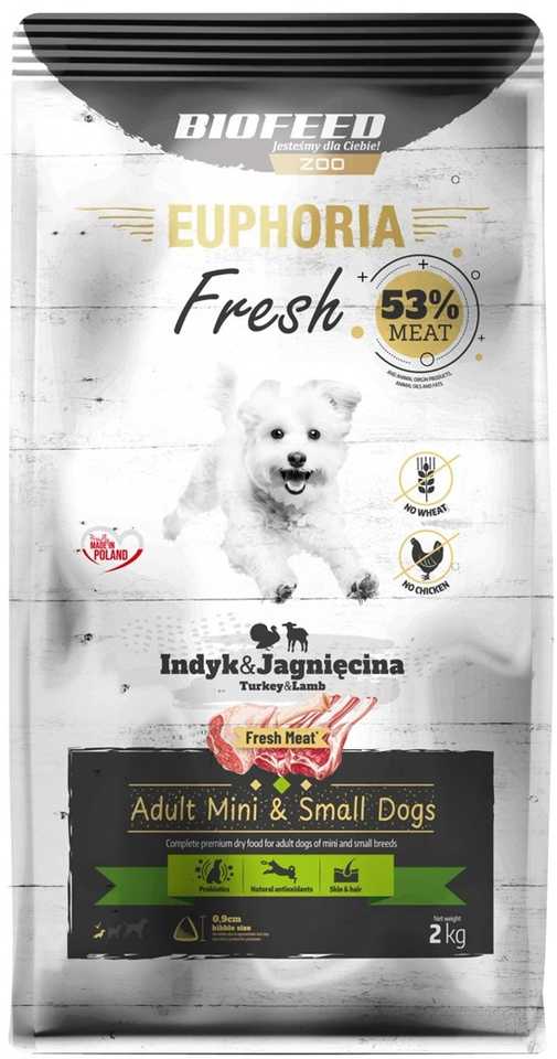 Šunų Maistas - BIOFEED Euphoria Fresh Adult Mini & Small kalakutiena ėriena 2kg