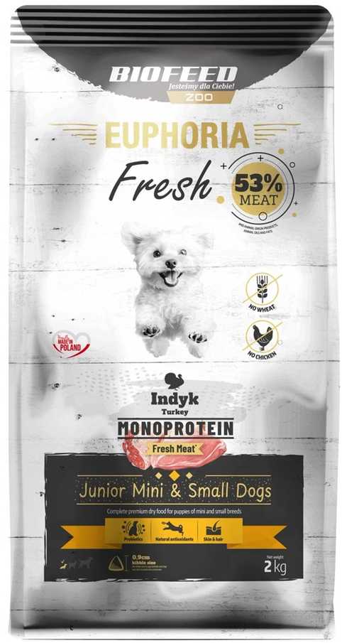 Šunų Maistas - BIOFEED Euphoria Fresh Junior Mini & Small Monoprotein kalakutiena 2kg