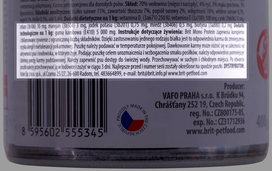 BRIT CARE Mono Protein jautiena f&ryžiai 400g