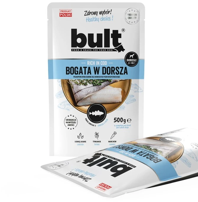 BULT Šlapias šunų ėdalas su menkėmis, 500g