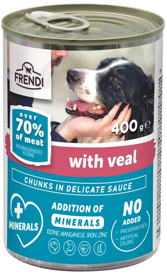 FRENDI with Veal chunks in delicate sauce – šlapias Maistas šunims – 400g