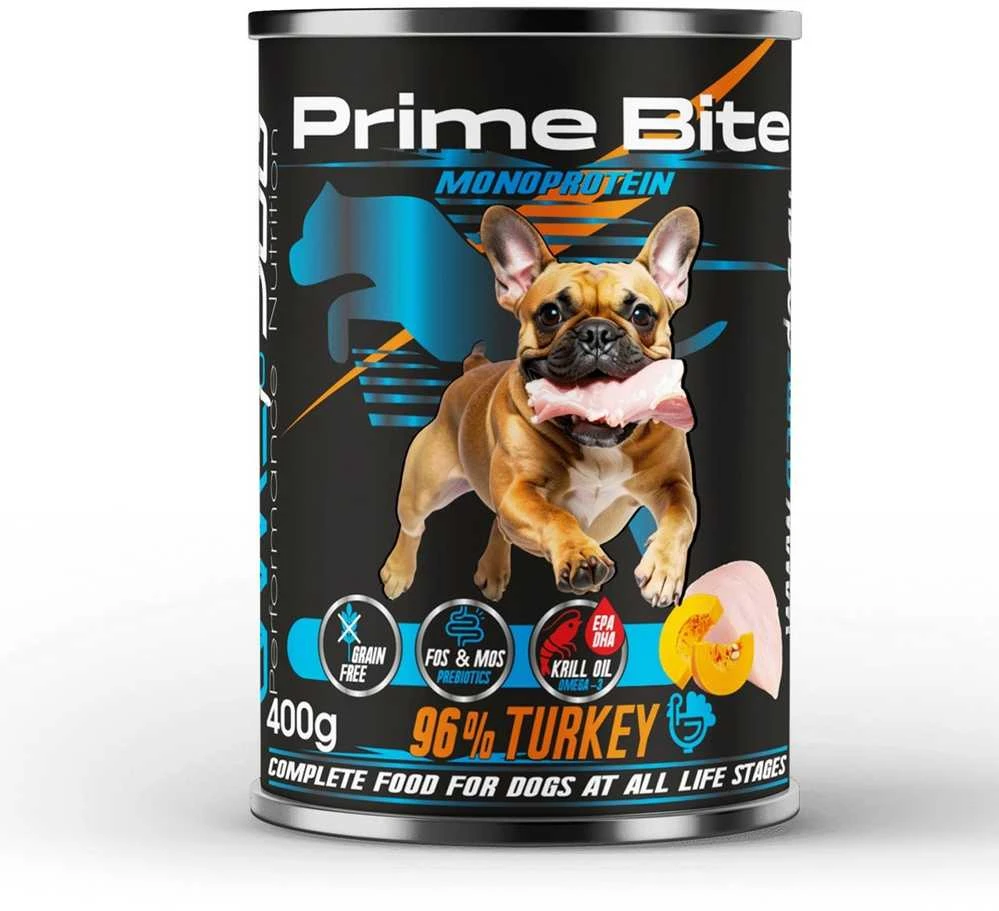 Game Dog PRIME BITE Monoprotein kalakutiena with pumpkin – drėgnas ėdalas šunims – 400g