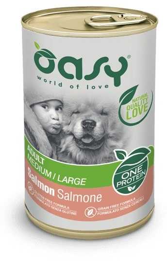 Šunų maistas - Oasy One Protein Adult Medium/Large lašiša Wet 400g