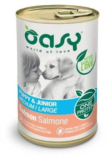 Šunų maistas - Oasy One Protein Puppy & Junior lašiša 400g