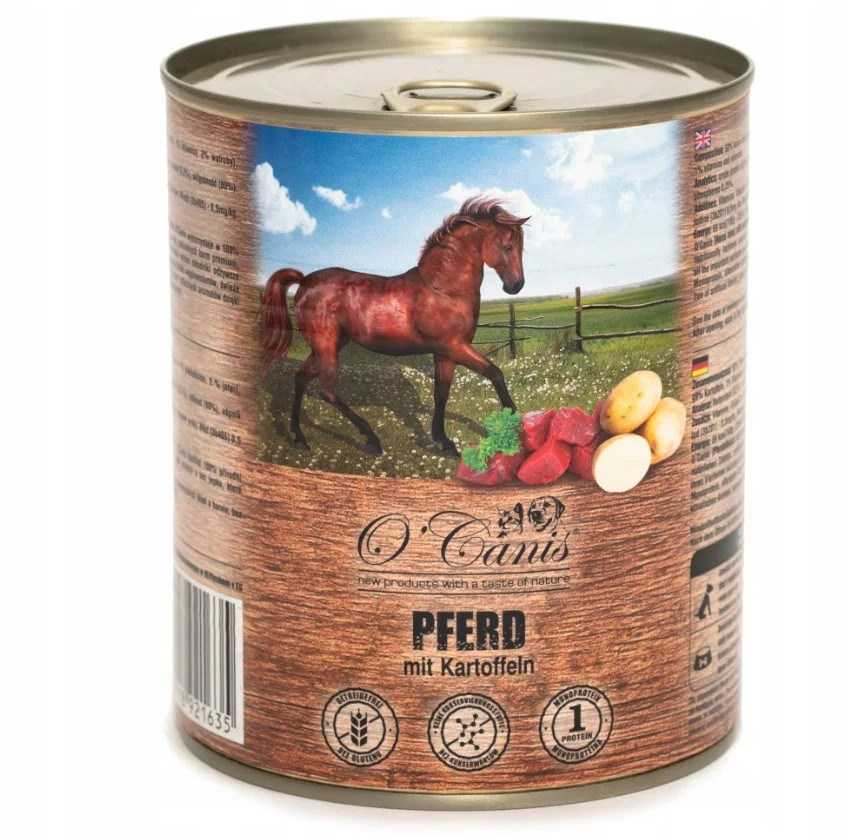 O'CANIS Arkliena su bulvėmis - šlapias šunų maistas - 800g