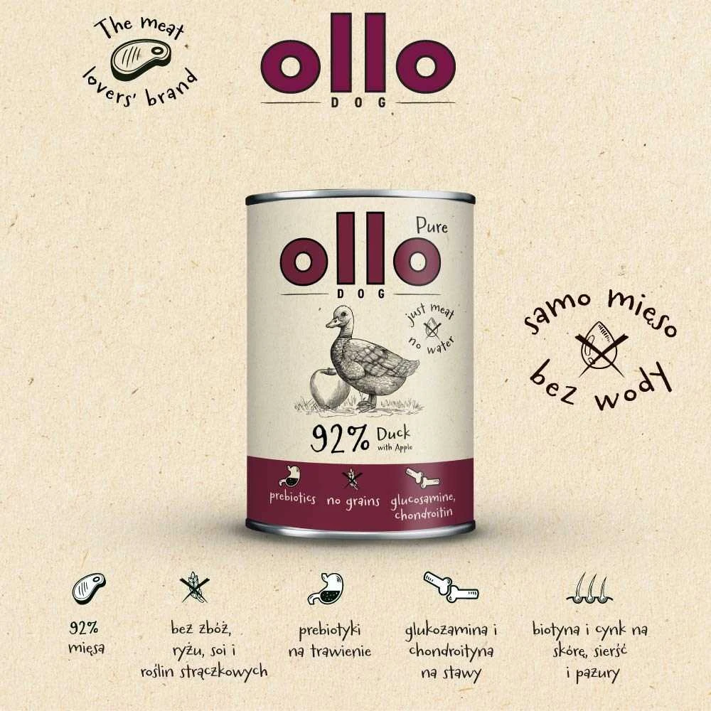 Šunų Maistas - OLLO Gryna Antiena su Obuoliu Drėgnas Maistas 400g Be Glitimo