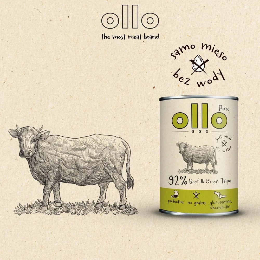 OLLO Pure Jawbone and Tripe - Šlapias Maistas šunims - 400g