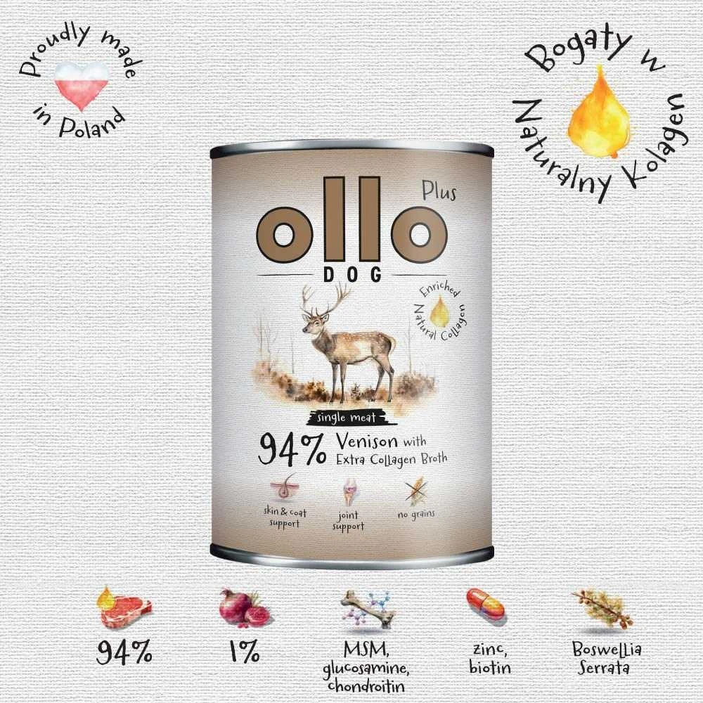 OLLO Plus Collagen Deer – drėgnas ėdalas šunims – 400g