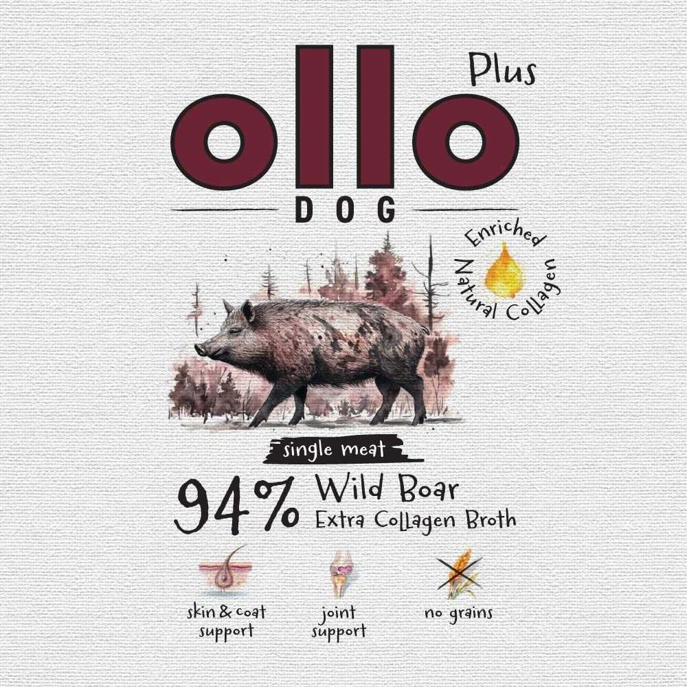 OLLO Plus Collagen Wild boar – drėgnas ėdalas šunims – 400g
