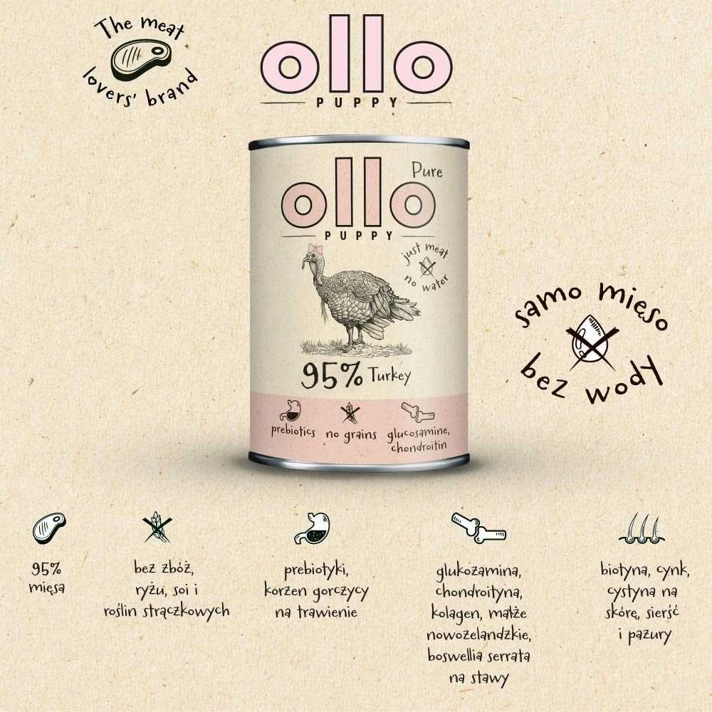 Šunų Maistas - OLLO Puppy Pure kalakutiena Wet 400g