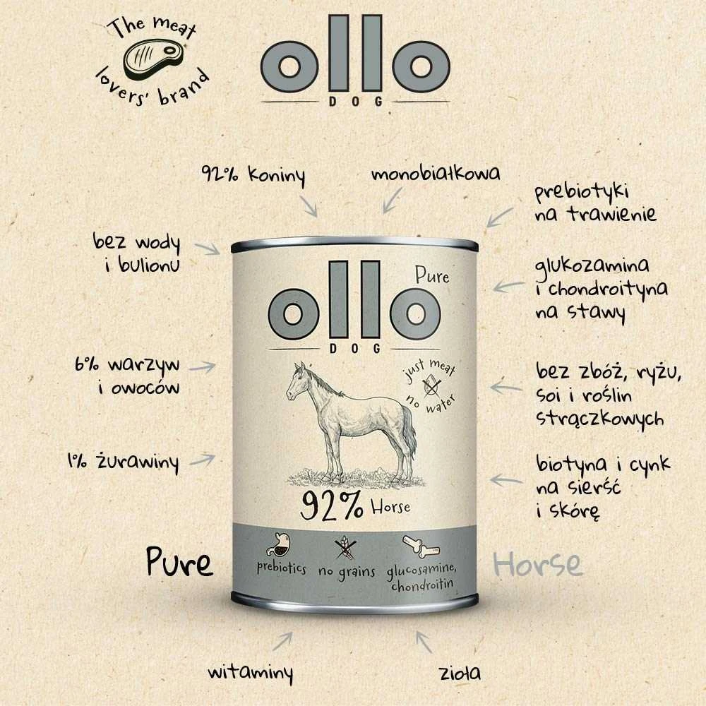 OLLO Pure Arklys – šlapias šunų maistas – 400g
