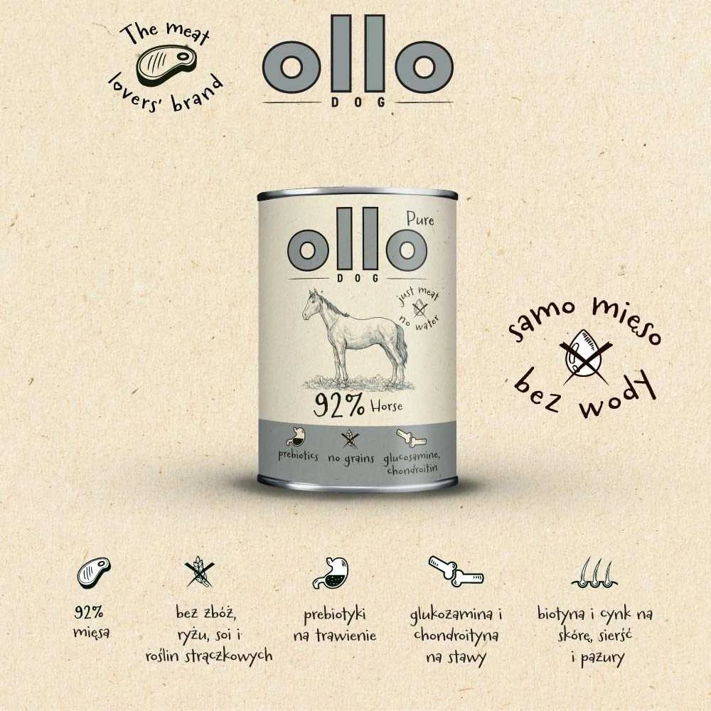 OLLO Pure Arklys – šlapias šunų maistas – 400g
