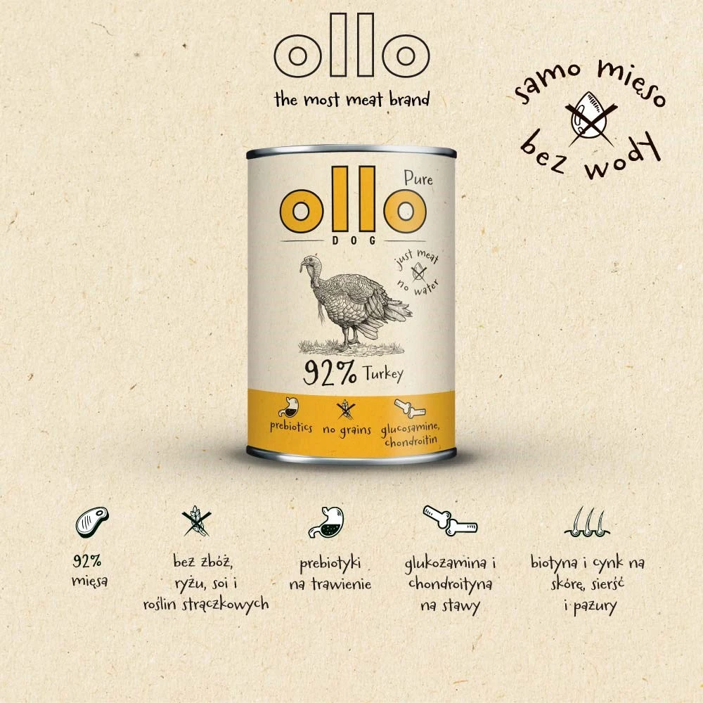 OLLO Pure kalakutiena - wet dog food - 850g