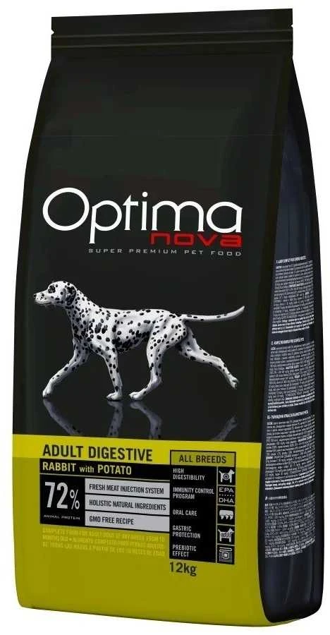Optima Nova OPTIMANOVA Adult Digestive triušiena & bulvės – sausas Maistas šunims – 12kg