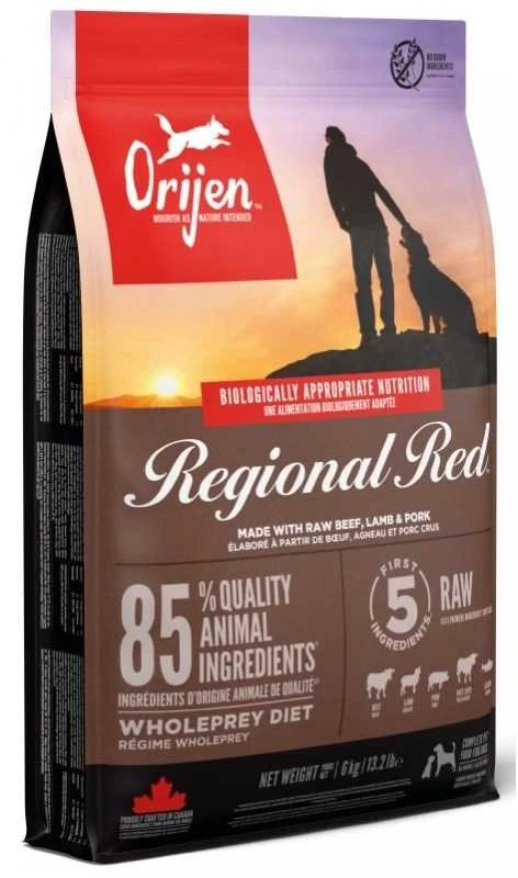 Šunų Maistas - ORIJEN Regional Raudona 6kg 38% Baltymų, 18% Riebalų Be Gliuteno