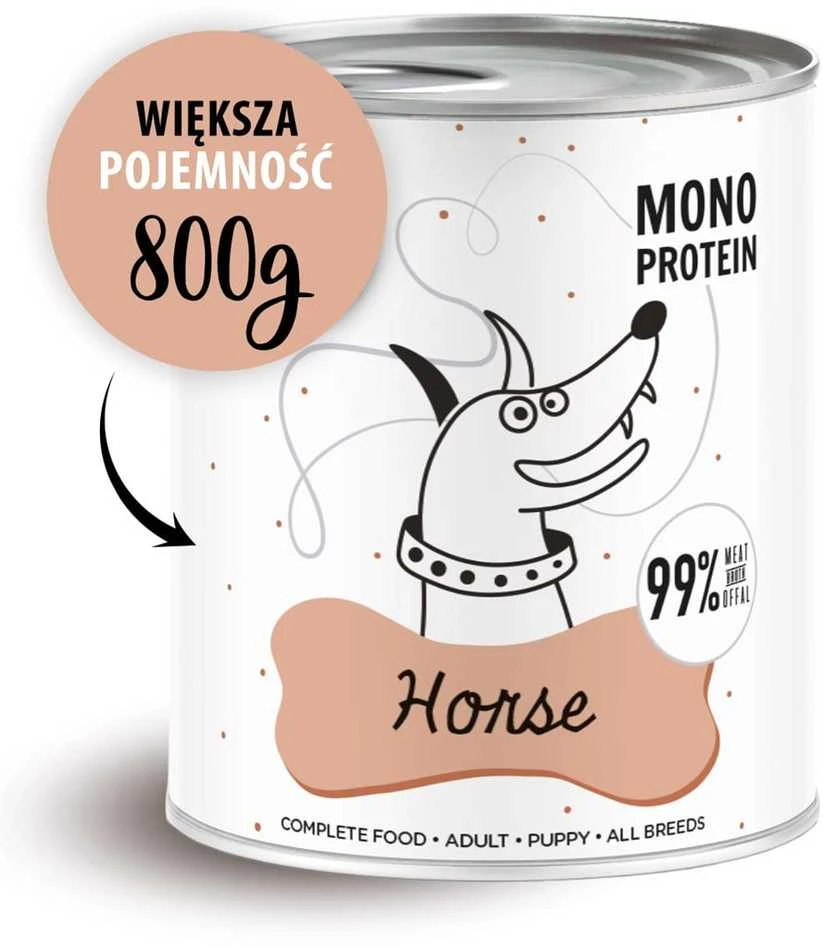 Šunų maistas - PAKA ZWIERZAKA Pepe Arklių drėgnas maistas 800g Be grūdų Be glitimo