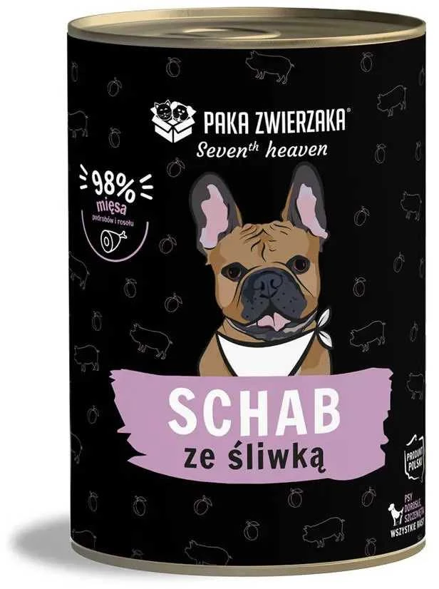 PAKA ZWIERZAKA „Septintasis dangus“ kiauliena su slyvomis – šlapias šunų ėdalas – 400g
