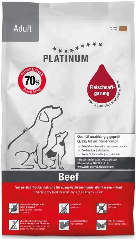 Platinum Adult sausas Maistas šunims su jautiena ir bulvėmis, 5kg