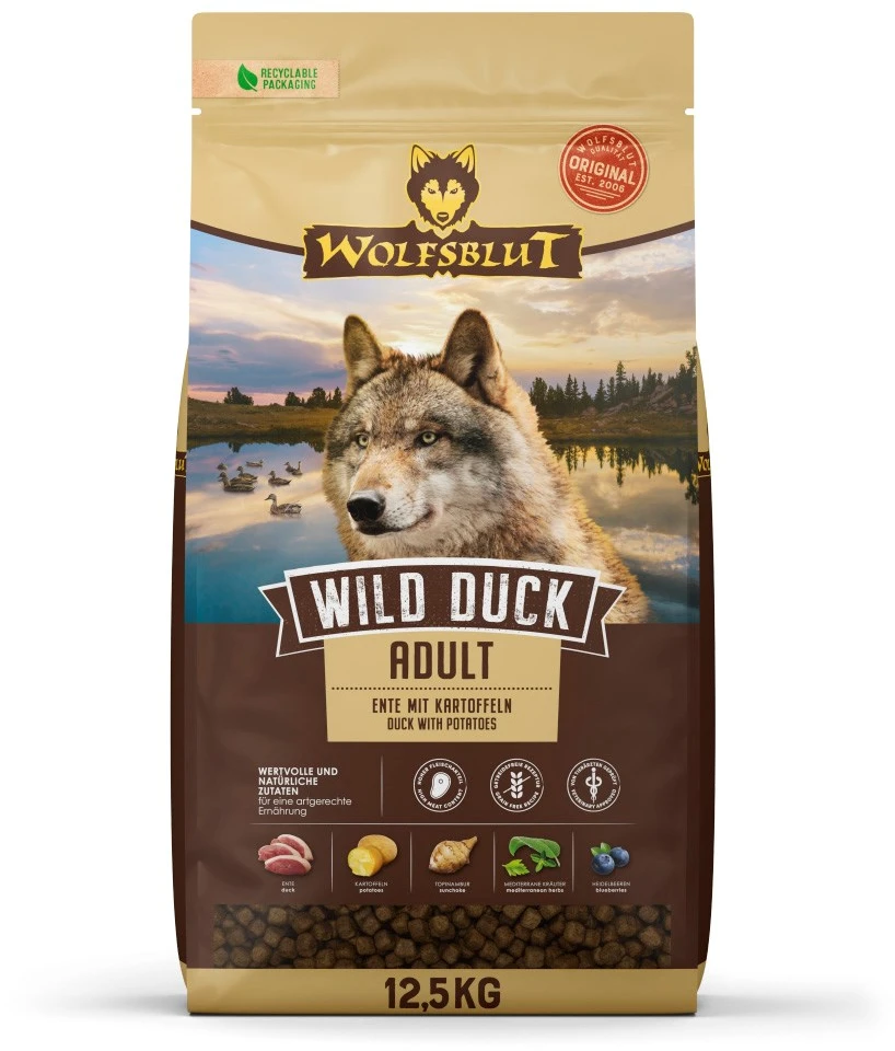 WOLFSBLUT Wild antiena antiena with potatoes – sausas Maistas šunims – 12,5kg