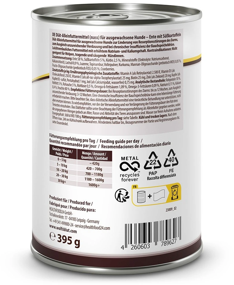 WOLFSBLUT VetLine Gastrointestinal antiena – drėgnas ėdalas šunims – 395g