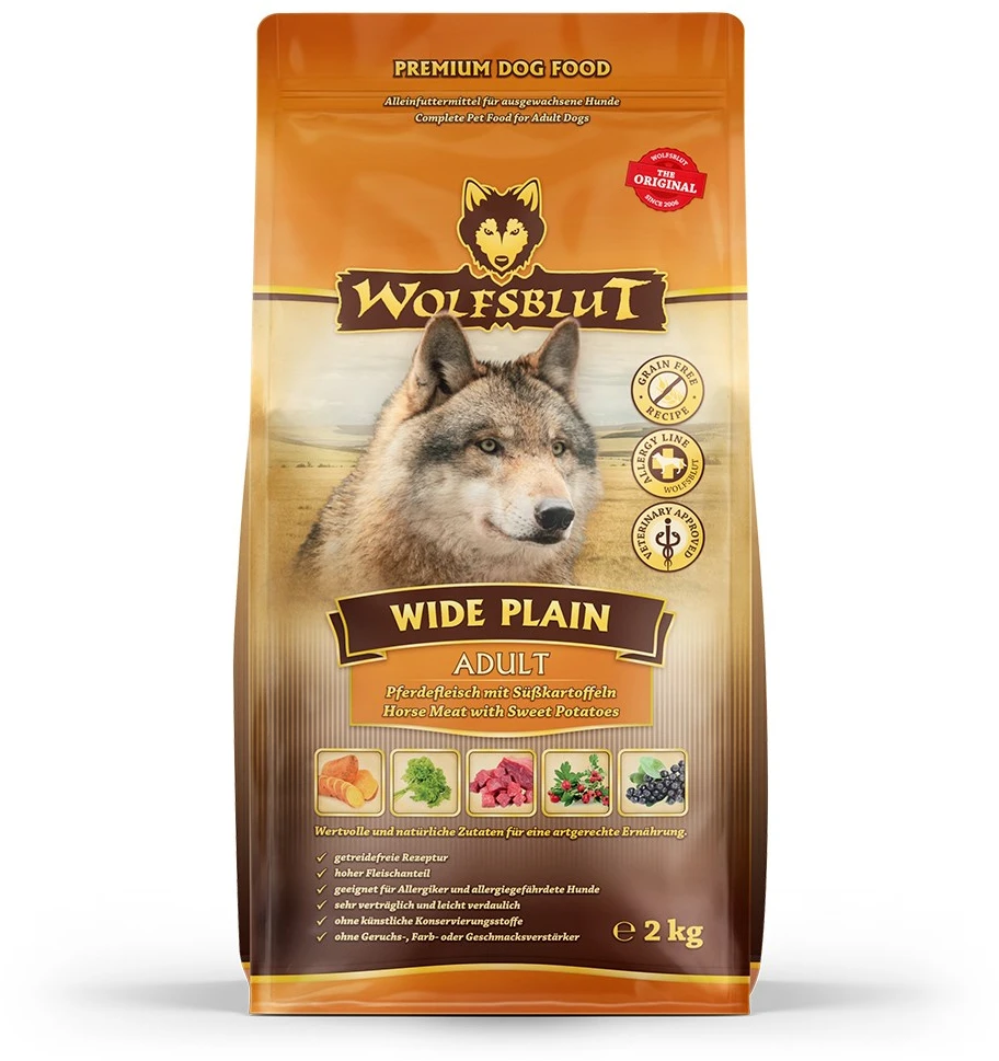 WOLFSBLUT Wide Plain Horse – sausas Maistas šunims – 2kg