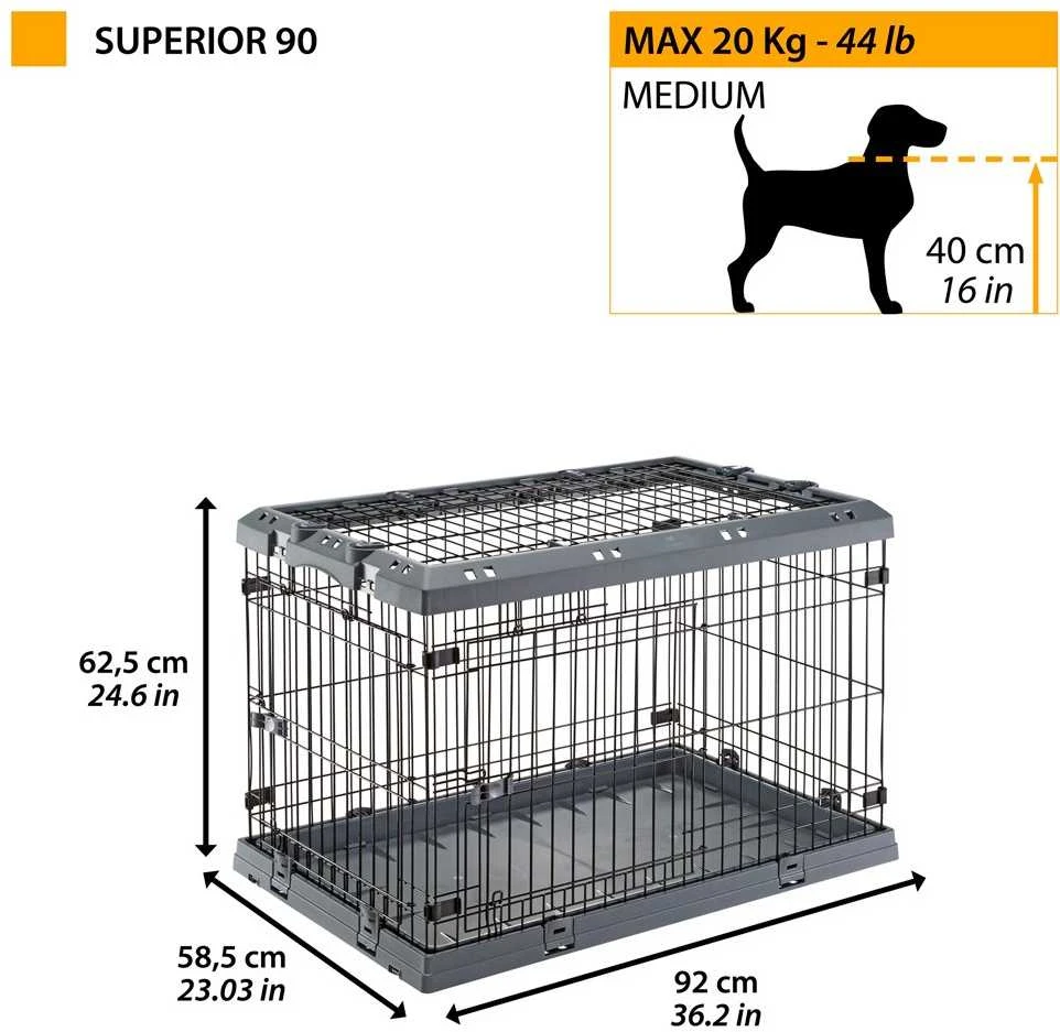 Ferplast Narvas šunims Superior 90, juodos spalvos, 92x58x62,5cm