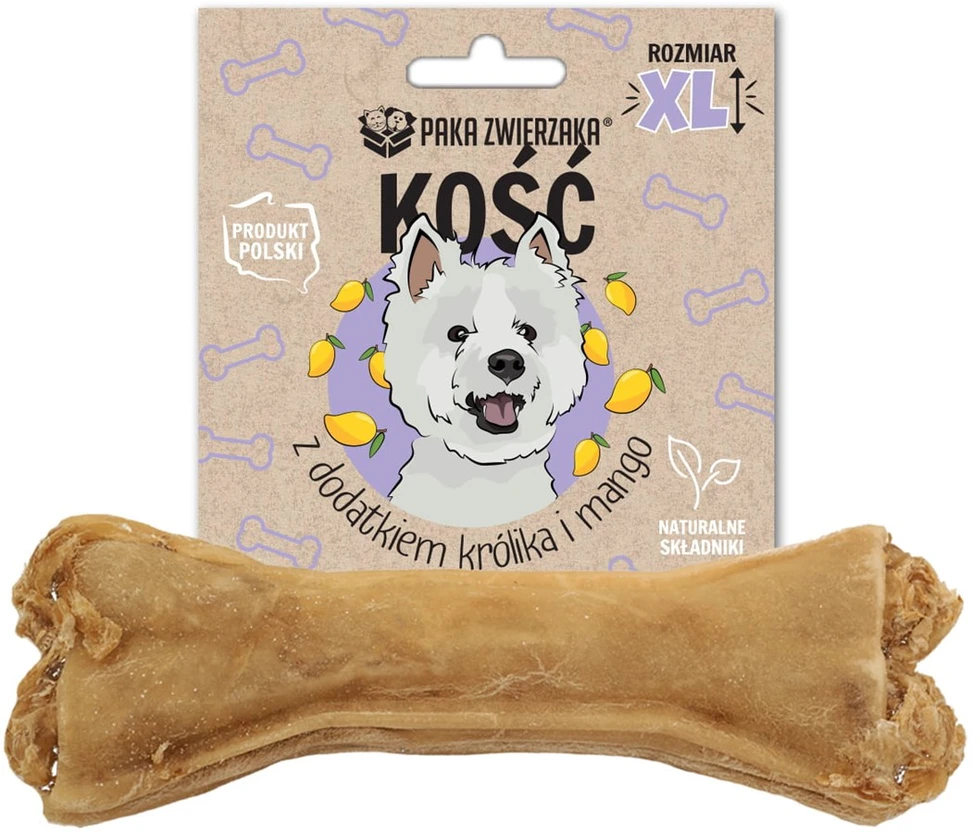 PAKA ZWIERZAKA Kaulas su triušiu ir mangu XL 17 cm - šunų skanėstas - 115 g