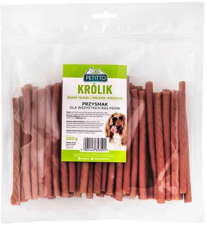 PETITTO minkšti Paluszki su Królika -skanėstas šuniui - 500g