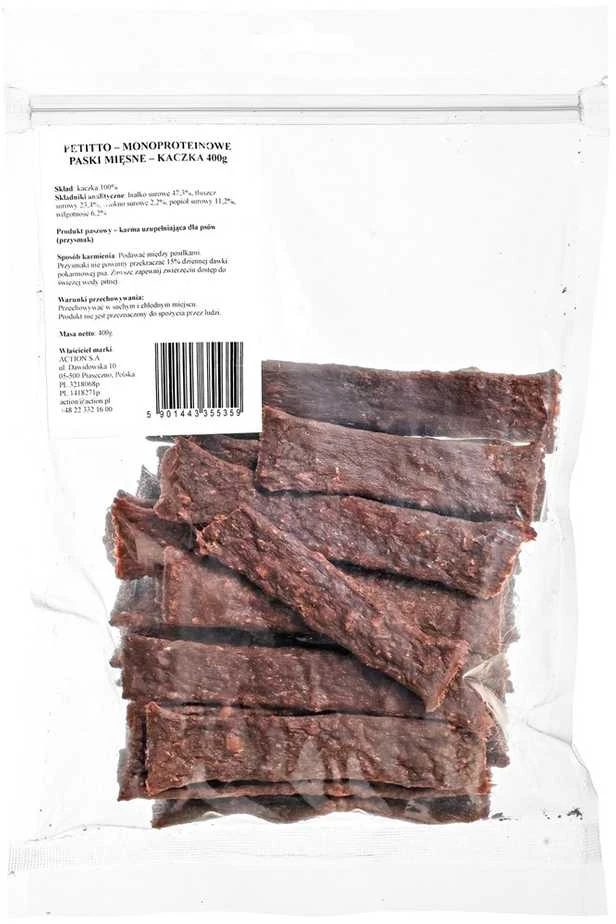 Šunų Priedas - PETITTO Monoproteininiai Anties Mėsos Juostelės Hipoalerginės 400g