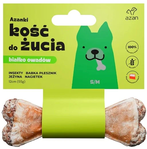 AZANKI Bone su vabzdžiais ir gervuogėmis S/M - skanėstas šuniui - 12 cm