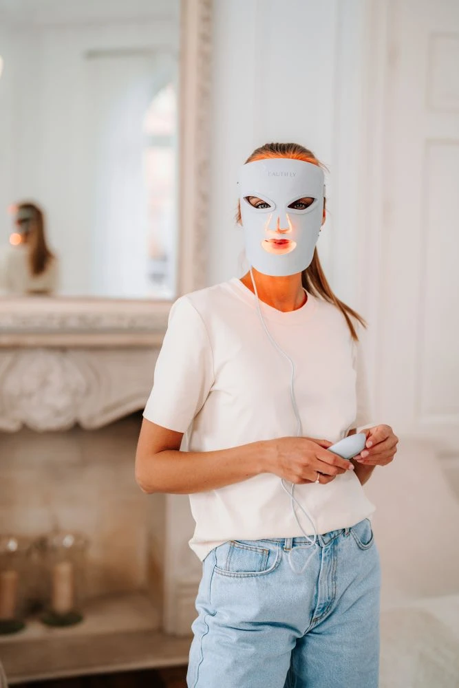 Sveikata ir asmeninė priežiūra - Beautifly AuraSkin Pro LED šviesos terapijos kaukė, 280 diodų, 8 bangos ilgiai, Pilka