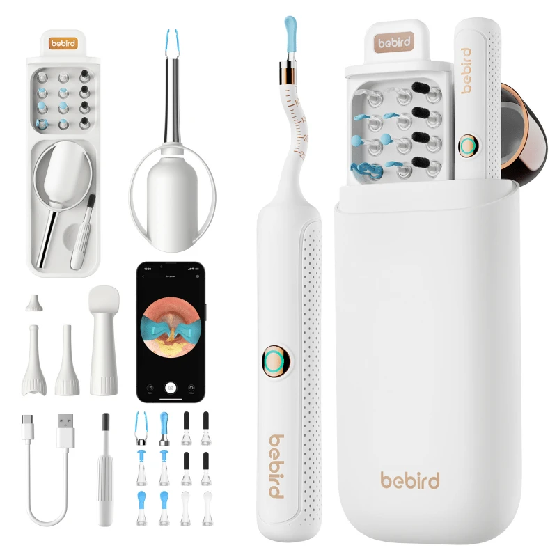 Sveikata ir asmeninė priežiūra - Bebird EarSight Plus R37R ausų valymo prietaisas su HD kamera, belaidis, baltas