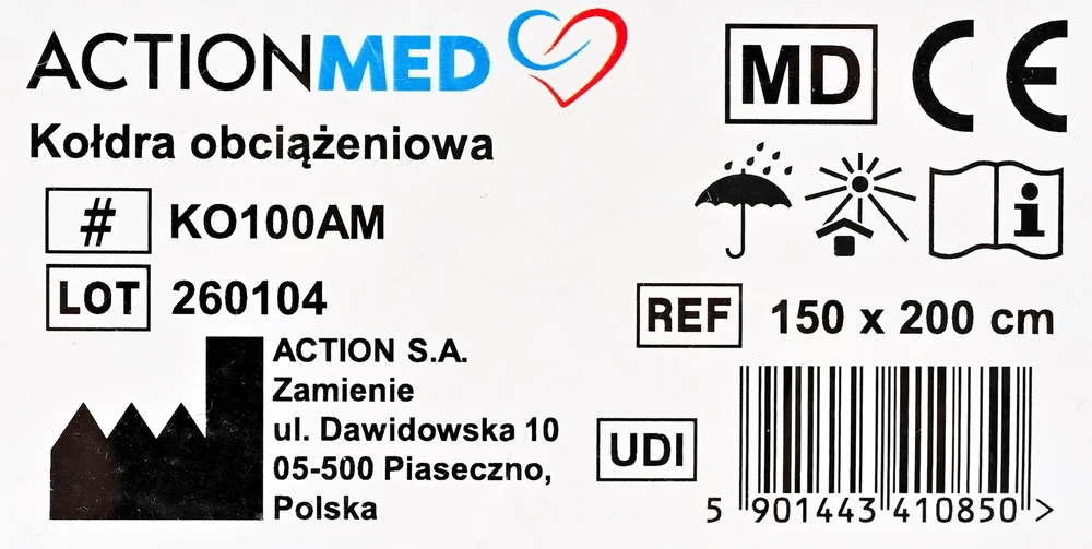 „Actionmed“ svertinė antklodė KO100AM 150x200cm 6.8kg