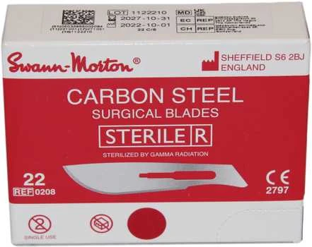 Swann-Morton CARBON STEEL Chirurginiai peiliai (Skalpeliai) Nr.22- 100vnt/1dėžutė