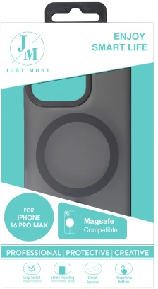 Dėklas „Just Must JM MAGSAFE SILK FROST I“ skirtas „iPhone 16 Pro Max“ Juodas