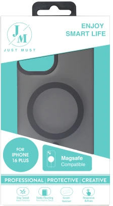 Dėklas Just Must JM MAGSAFE SILK FROST I for iPhone 16 Plus Juodas