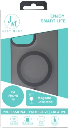 Dėklas „Just Must JM MAGSAFE SILK FROST I“ skirtas iPhone 16 Juodas