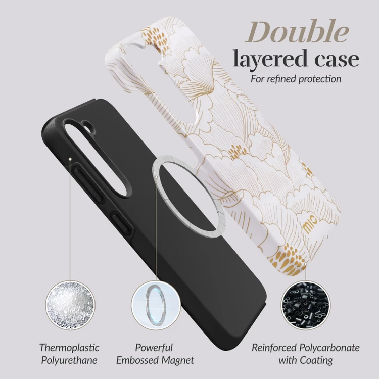 Dėklas MIO Baltas Roses Magsafe Compatible for Samsung S24 5G