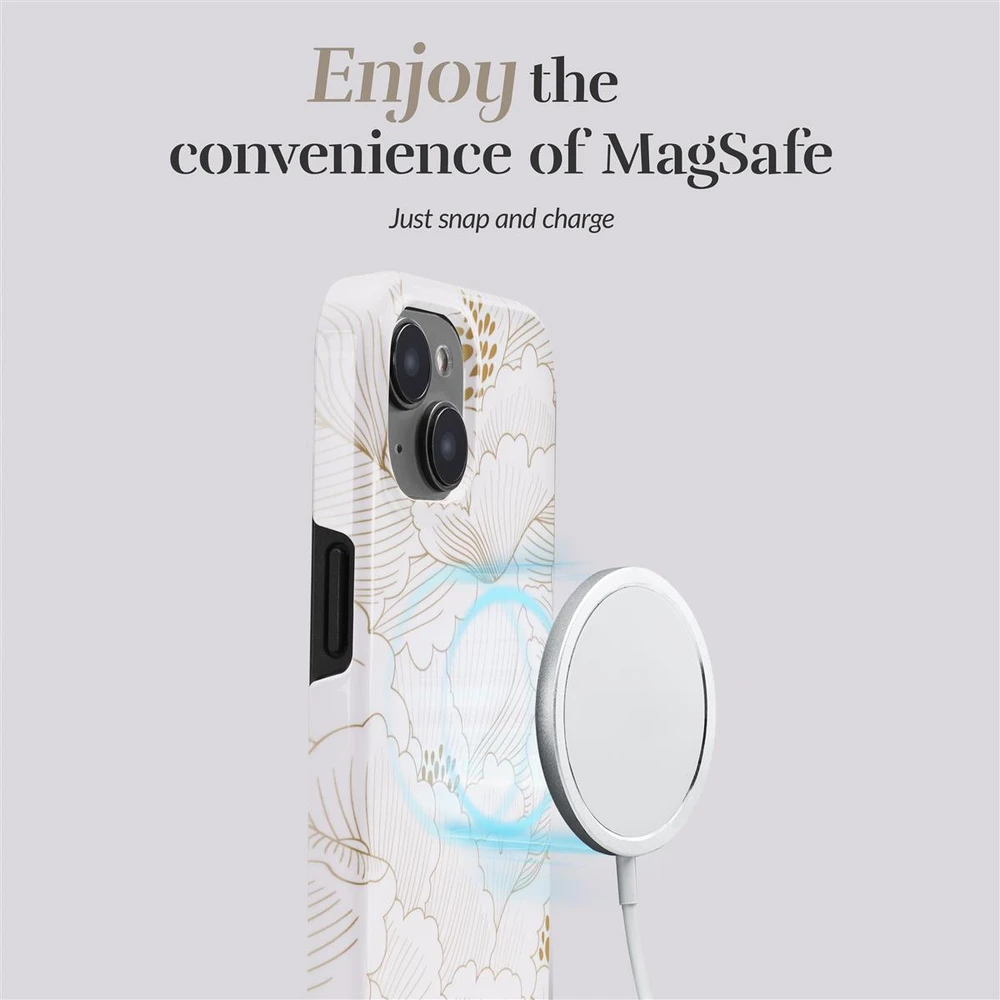 Dėklas MIO Baltas Roses Magsafe Compatible for iPhone 16 Pro