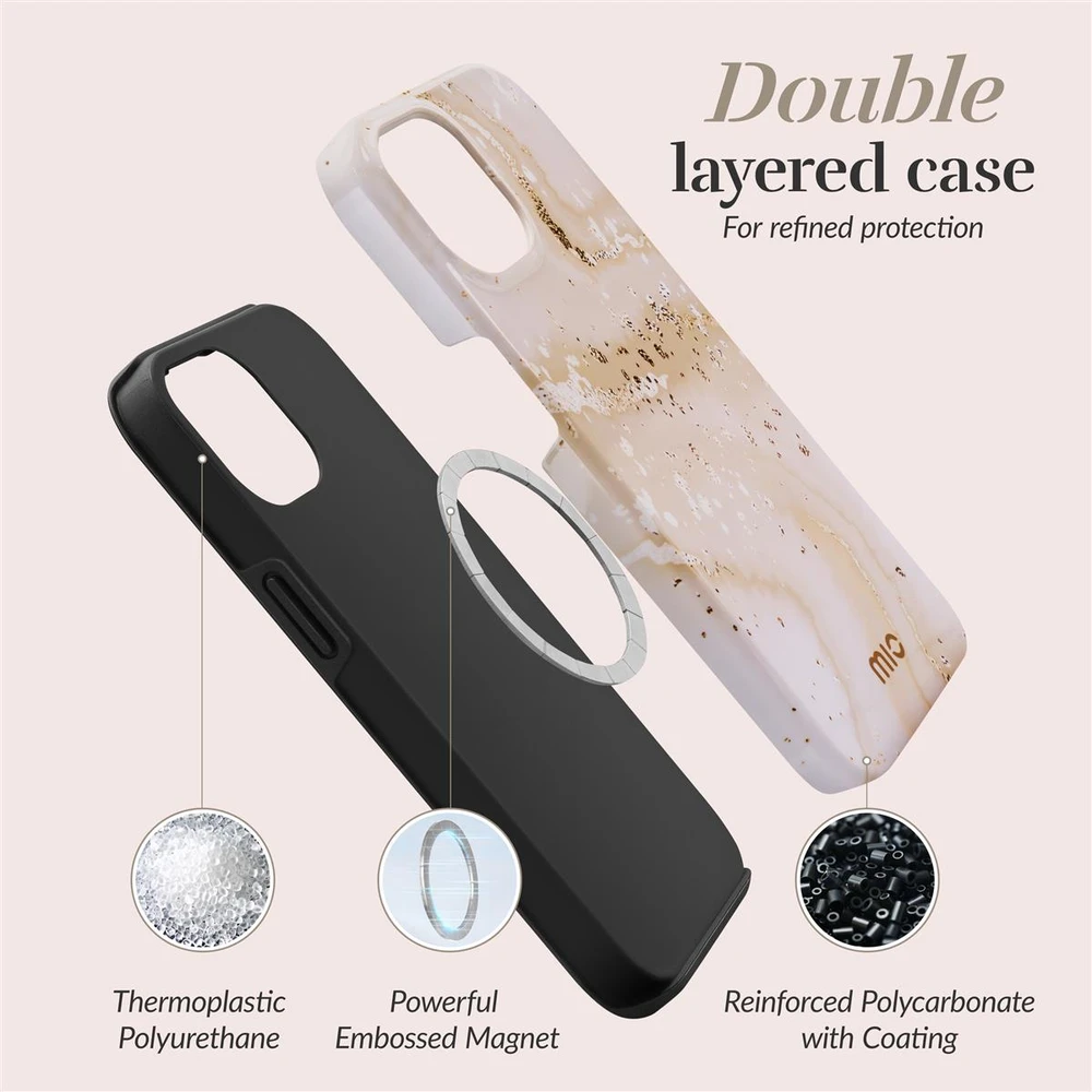 Dėklas MIO Gold Marble Magsafe Compatible for iPhone 16 Plus