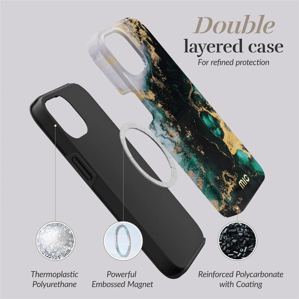 Dėklas MIO Žalias Marble Magsafe Compatible for iPhone 16 Plus