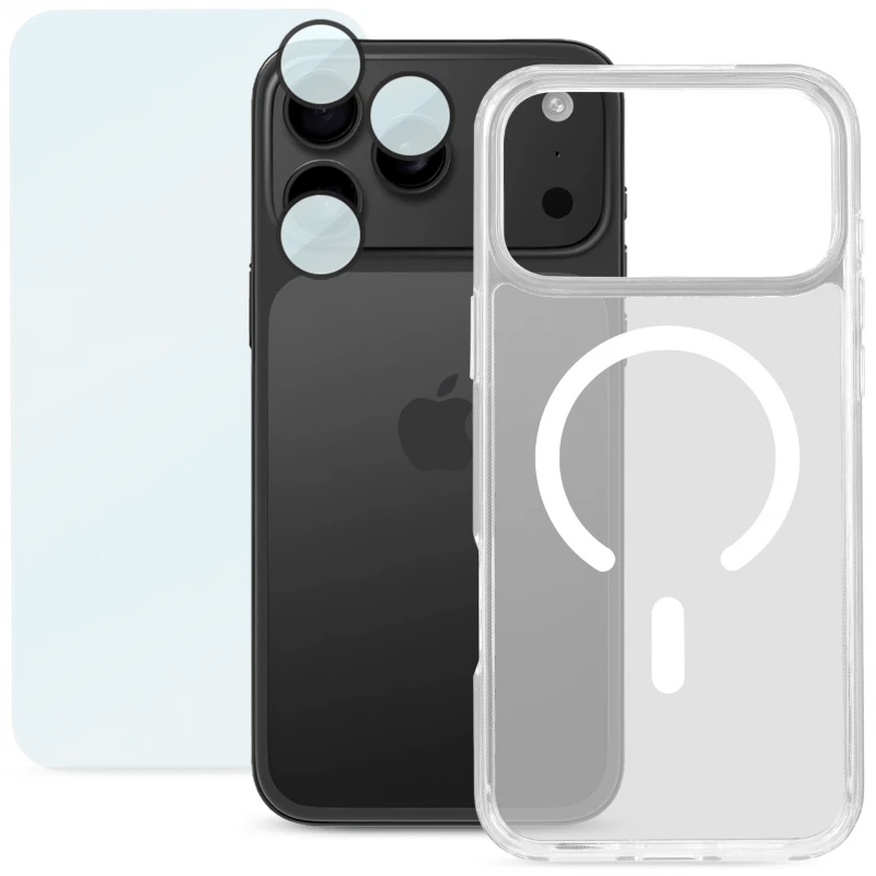 Telefono dėklas - Roobix 3-in-1 Combo Kit iPhone 17 Pro Max MagSafe Transparent