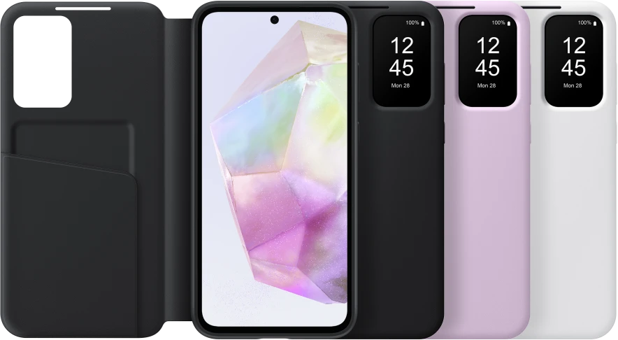 Telefono Dėklas - Samsung Galaxy A35 Smart View Wallet Case, Card Holder, Balta