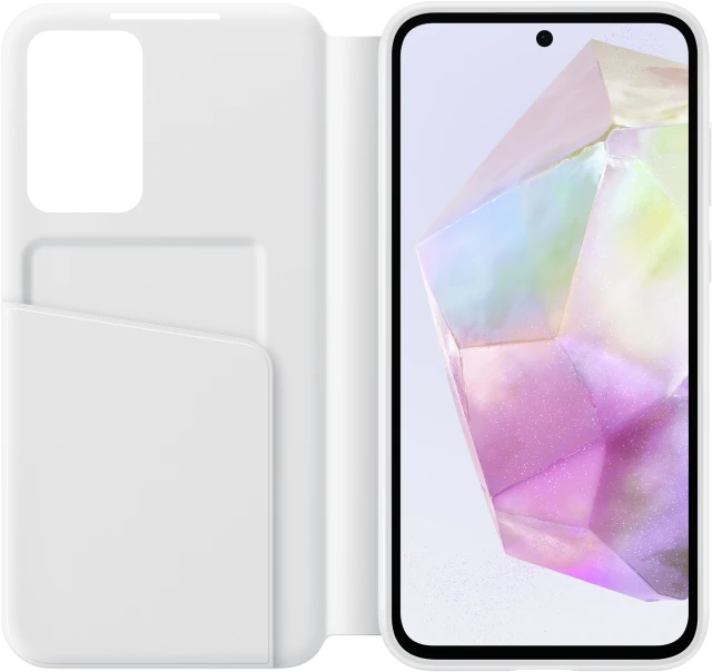 Telefono Dėklas - Samsung Galaxy A35 Smart View Wallet Case, Card Holder, Balta