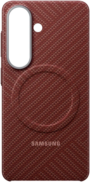 KS942SR anglies pluošto magnetinis dėklas „Samsung Galaxy S26“, koralų spalvos, raudonas