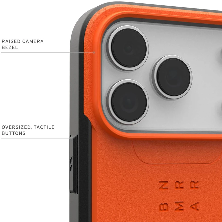 Dėklas Carruzzo Urban Armor Gear UAG Civilian Magsafe akiniai, oranžiniai - iPhone 17 Pro