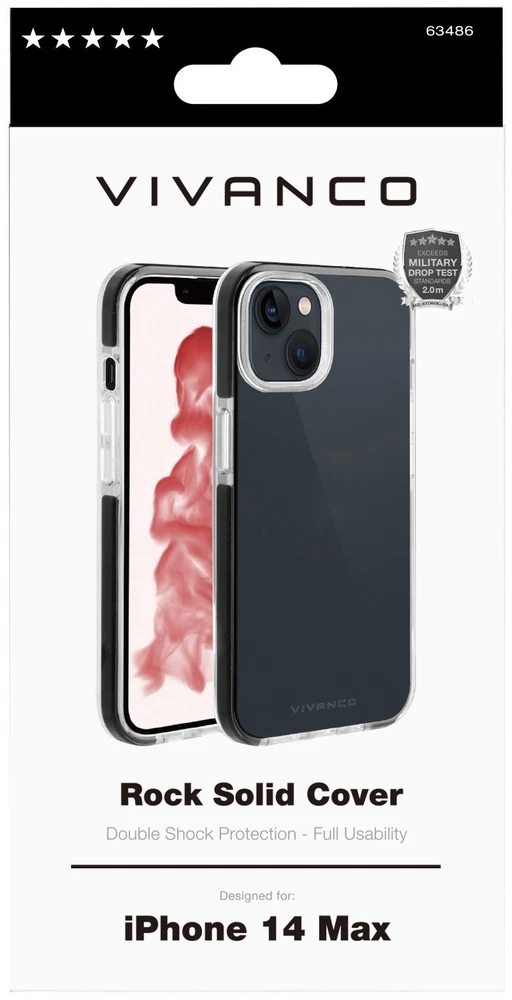 Telefono dėklas - Vivanco Rock Solid iPhone 14 Plus Skaidrus