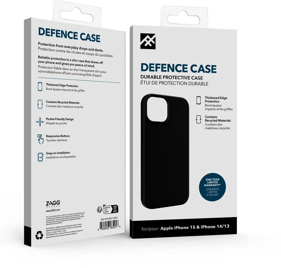 Telefono dėklas - ZAGG InvisibleShield Defence Case iPhone 13/14, 302011820, juodas