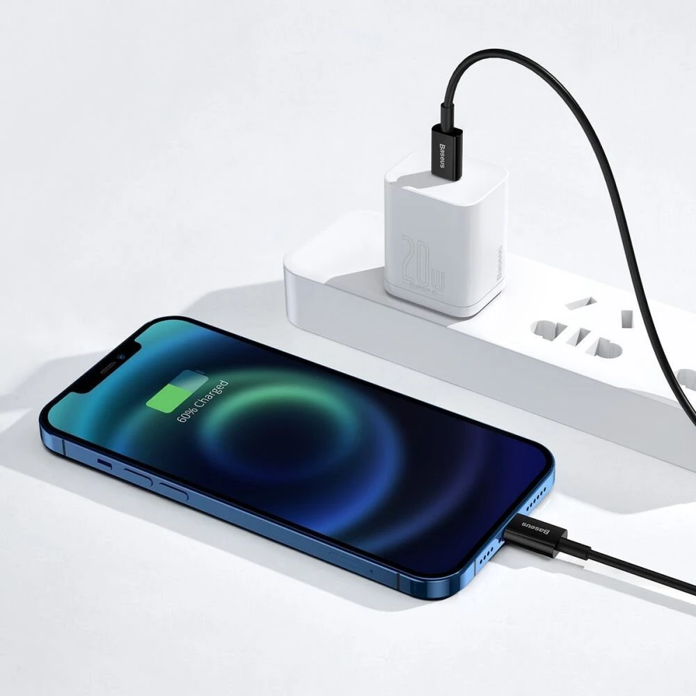 Baseus Superior serijos USB-C - Lightning kabelis 20W PD 1m - Juodas